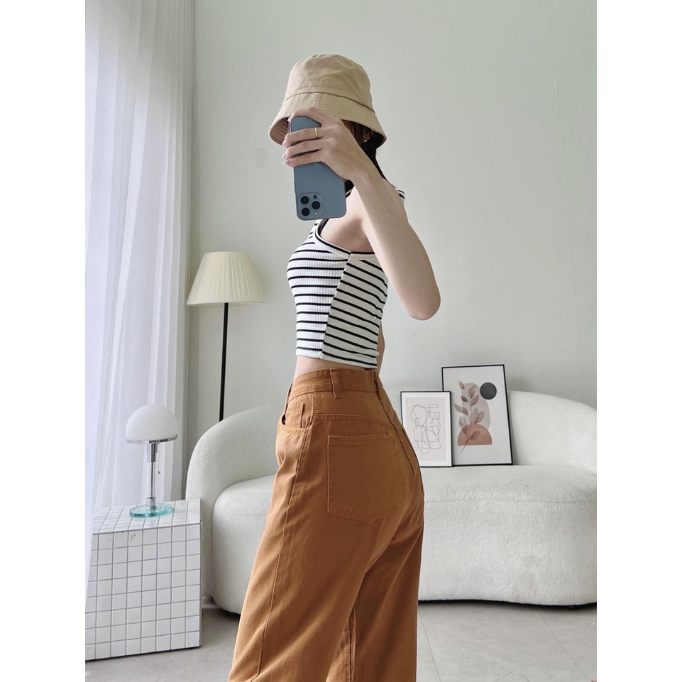 Quần Baggy Nữ Kaki Cạp Cao Ulzzang chuẩn phom dáng  ADO JEANS
