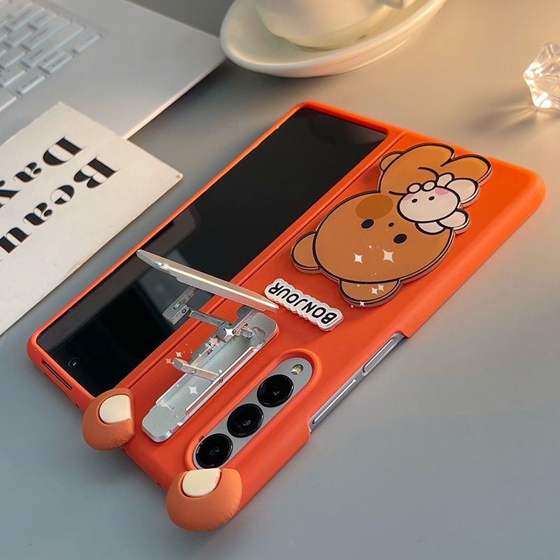 Ốp điện thoại cứng họa tiết hoạt hình đáng yêu có giá đỡ cho Samsung Galaxy Z Fold 3 5G Z Fold 3