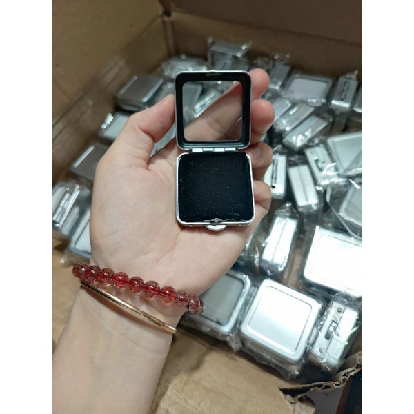 Hộp Inox Vuông Đựng Trang Sức Đá, Kim Hàng Chuẩn Kích Thước 4*4cm