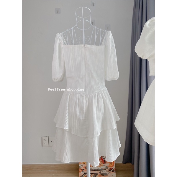 Váy cổ vuông tầng phồng xoè 2 lớp dày dặn mặc đi chơi,đi tiệc,kỉ yếu,đi học,đi làm (HÌNH THẬT) D068