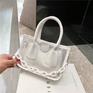 Túi đeo chéo phối màu trong suốt ngọt ngào cho nữ