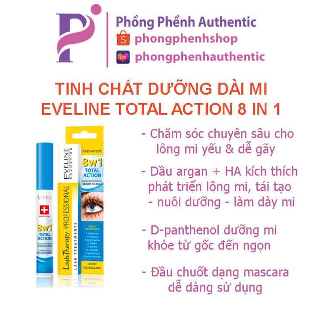 HUYẾT THANH DƯỠNG DÀI MI ĐA TÁC ĐỘNG EVELINE 8IN1 TOTAL ACTION 10ML