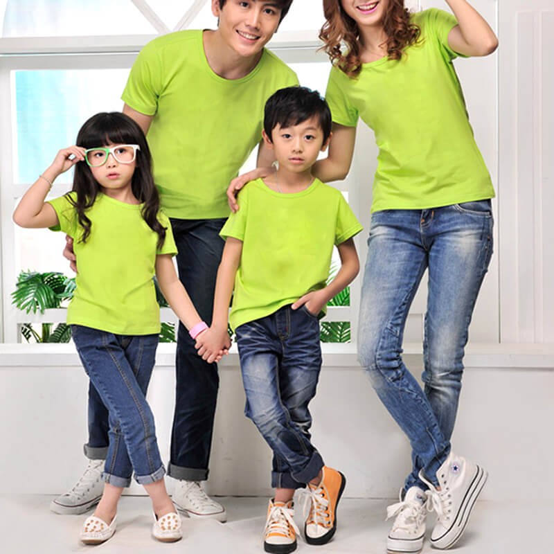 ÁO THUN TRƠN CỔ TRÒN MÀU XANH LÁ ( NHẠT) TAY NGẮN NAM NỮ ( CÓ CẢ SIZE EM BÉ ) SHN77