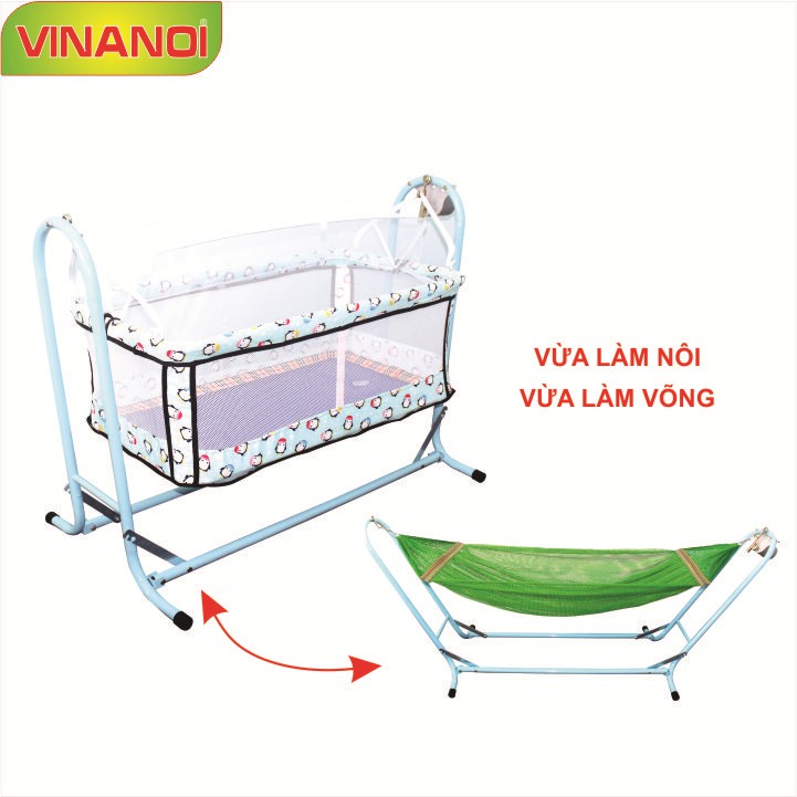 Nôi võng em bé tự động khung thép VINANOI - NV25X màu xanh