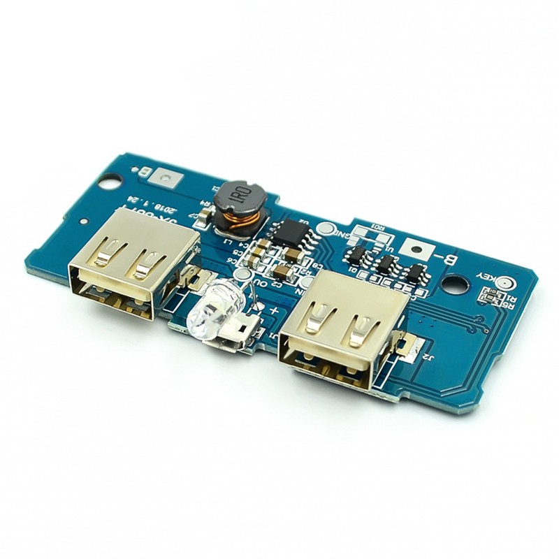 18650 Dual Micro USB 3.7V đến 5V 2A Boost Ngân hàng điện di động Bộ sạc pin lithium Bảng mạch PCB Tự làm 18650 Mô-đun bước lên với Led