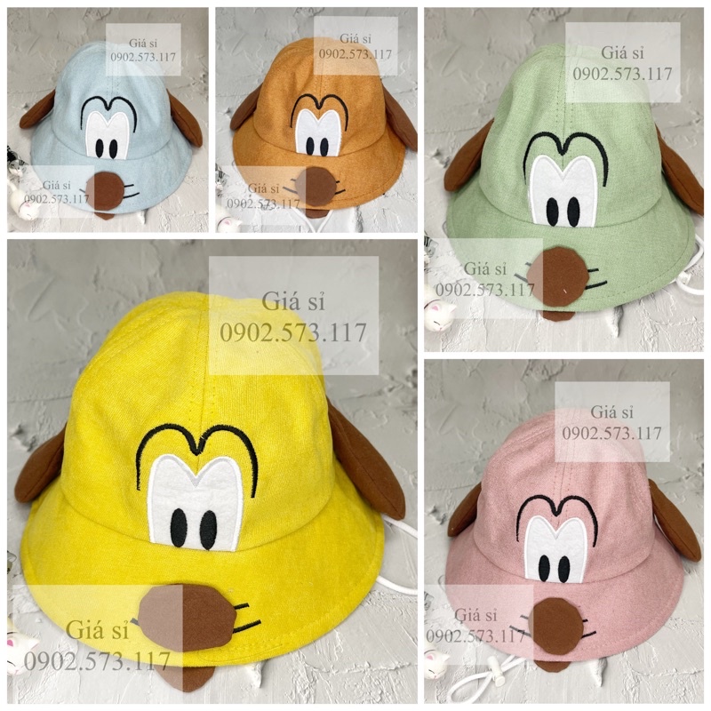 Nón bucket thêu CHÓ TAI NÂU siêu cute dành cho bé từ 2 -5 tuổi