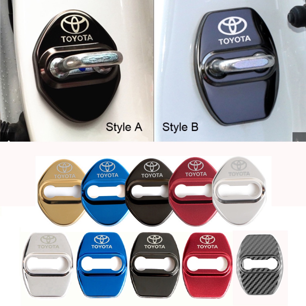 4 Nắp đậy chốt cửa xe hơi không gỉ cho Toyota Vios Corolla Rush Yaris Wigo Camry Fortuner