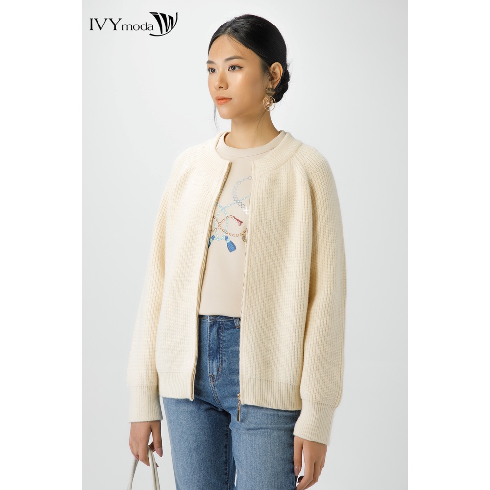 Áo khoác len nữ cổ tròn IVY moda MS 77B8902
