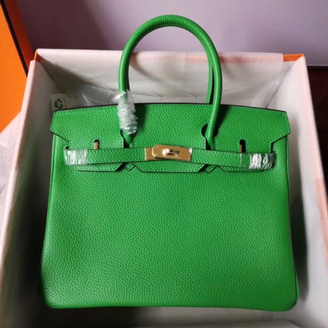 Túi hm birkin da thật màu xanh