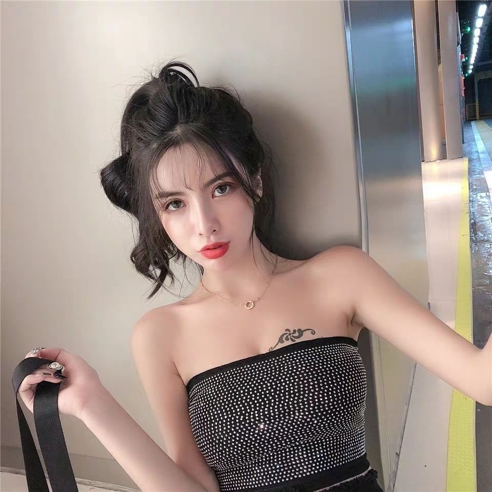 Jiashucheng Áo Không Tay Dạng Ống Quấn Ngực Đính Kim Cương Lấp Lánh Phong Cách Hoàng Gia Mùa Xuân Hè Cho Nữ
