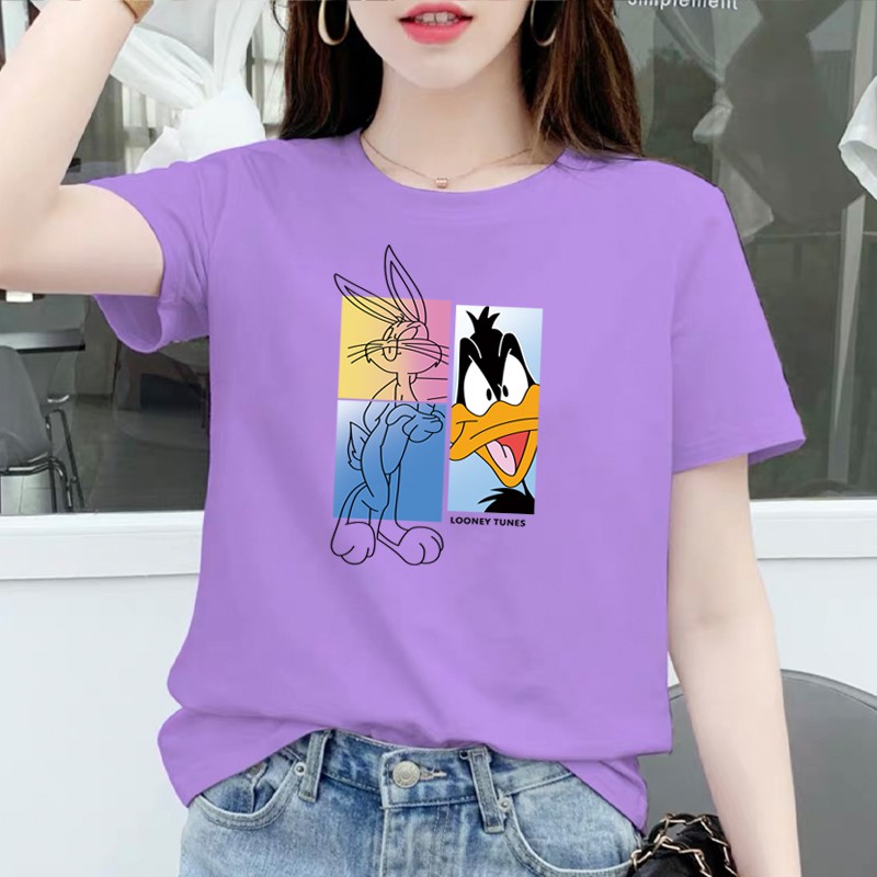 Áo thun tay ngắn in họa tiết hoạt hình mẫu 2021 trẻ trung thời trang dành cho nữ