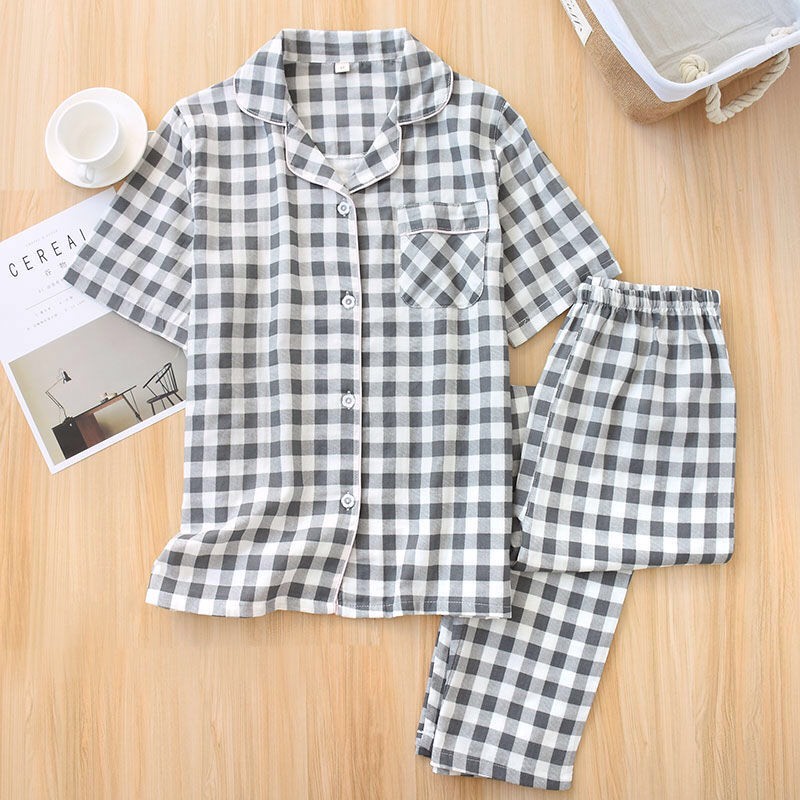 Bộ Ngủ Nam Nữ Mặc Nhà Họa Tiết Caro Chất Cotton Mát - Pyjama Siêu Đẹp Cho Các Cặp Đôi -qùa Cưới ý Nghĩa