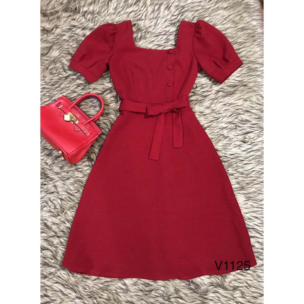 [ xả kho ] MiD Đầm nữ thời trang thiết kế tay bồng cổ vuông V1125 Mie Design kèm ảnh thật