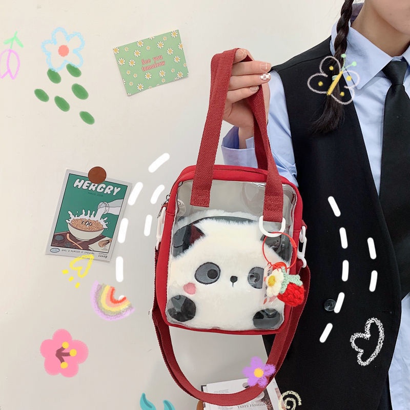Túi búp bê trong suốt túi trong suốt dễ thương cô gái trong suốt 20 cm in túi búp bê Túi đeo vai Nhật Bản túi điện thoại di động túi nhỏ nhắn nữ