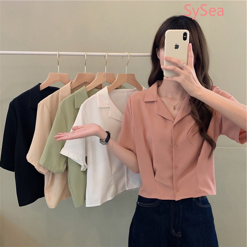 Áo Sơ Mi Cổ Chữ V Màu Sắc Đơn Giản Thanh Lịch Cho Nữ