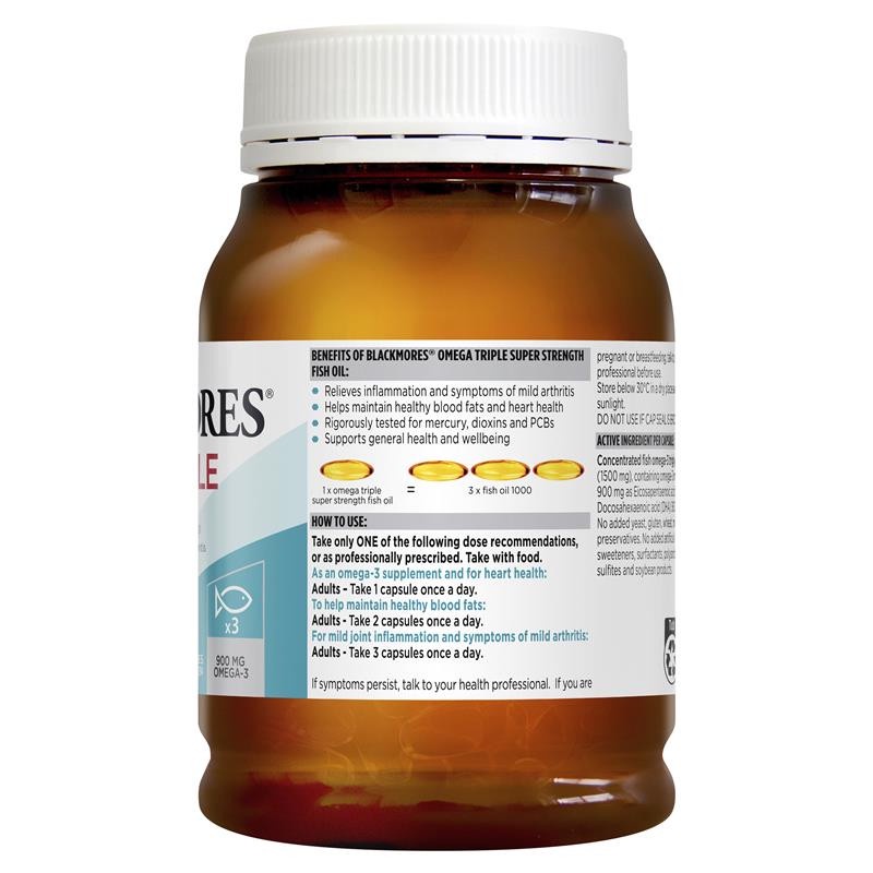 Viên uống dầu cá hàm lượng cao gấp 3 lần Blackmores omega triple super strength fish oil 150 viên