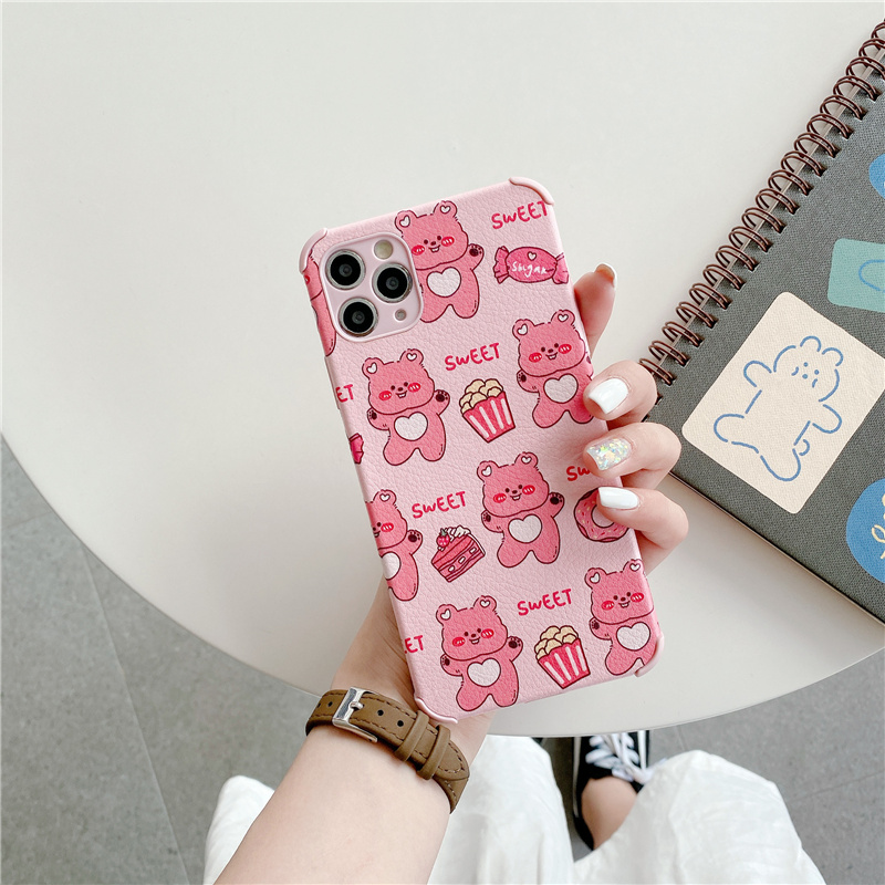 Ốp Lưng Da Mềm Chống Rơi In Hình Gấu Cho Iphone 12 Pro Max Ip11 X Xr 6 7 8 Plus | BigBuy360 - bigbuy360.vn