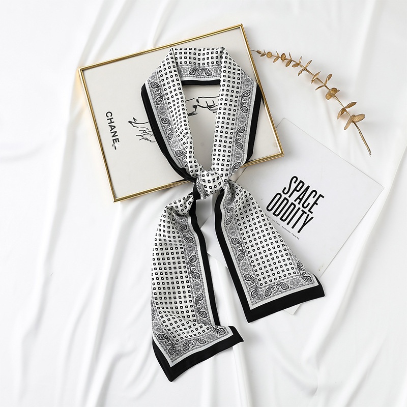 Khăn Choàng Lụa Dáng Vuông In Chữ Phối Dây Ruy Băng Dài 24 Giờ Thời Trang Mùa Xuân Mới 2022 Cho Nữ