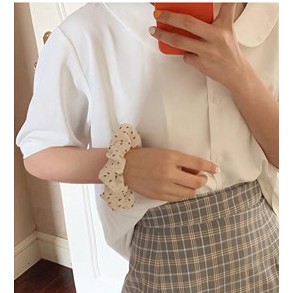 [RẺ VÔ ĐỊCH] Dây chun buộc tóc scrunchies vải chấm bi Hàn Quốc - Phụ kiện cột tóc