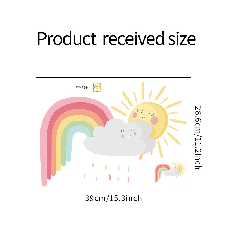Miếng Dán Tường Trang Trí Hình Cầu Vồng Và Mặt Trời Mưa