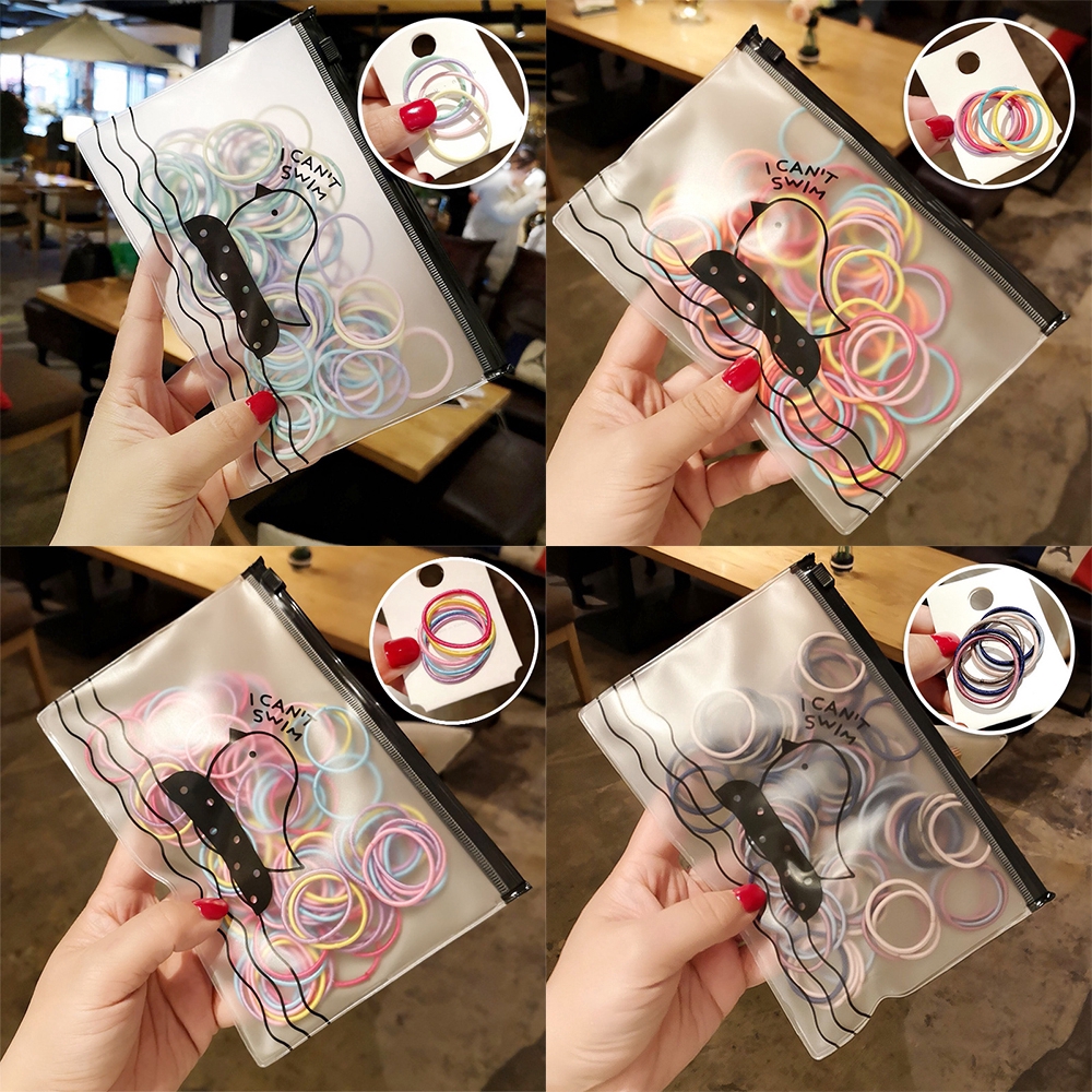 Set 100 Dây Cột Tóc Co Giãn Thời Trang Phong Cách Hàn Quốc Cho Nữ