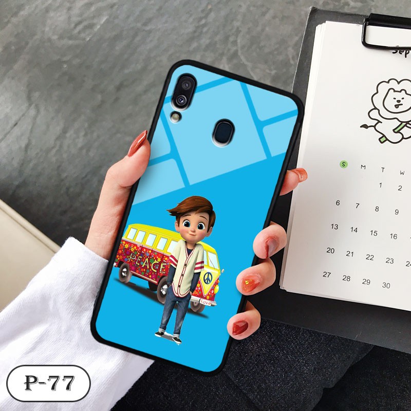 Ốp lưng kính 3D Samsung A40- hình cute