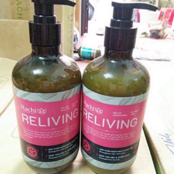 Dầu gội đầu cao cấp HACHI VIETNAM Reliving collagen 500g hồng ngăn ngừa gãy rụng, mọc tóc -Sét dầu gội xả Tinh chất bưởi