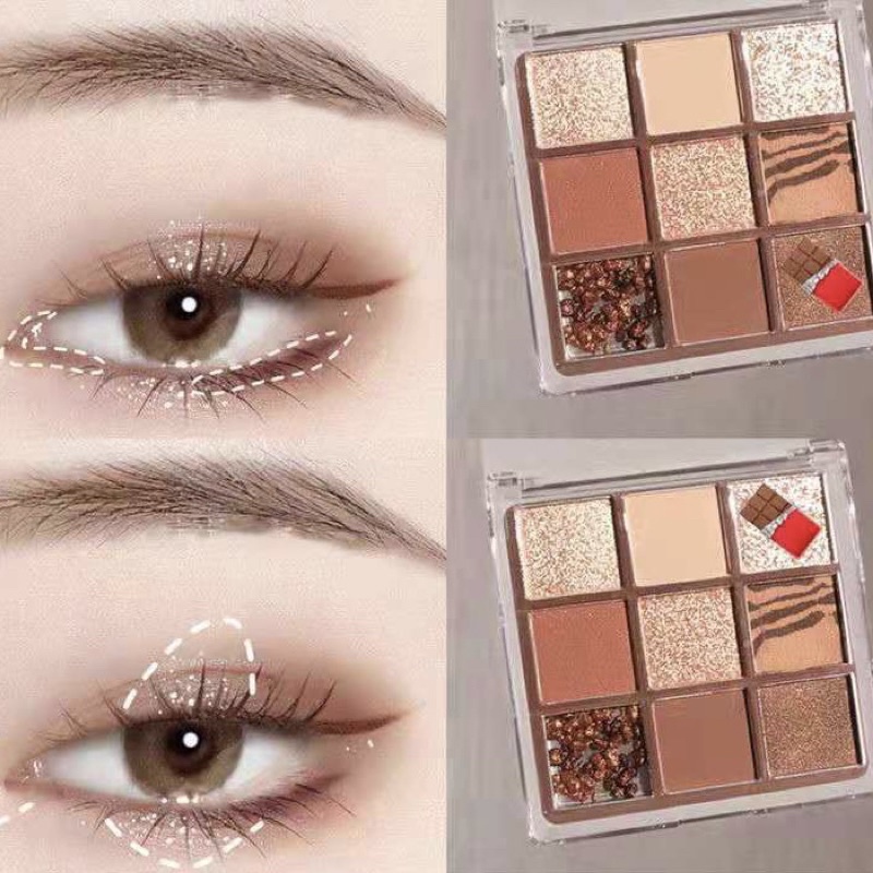 Phấn mắt DAILINI YBOBY bảng 9 ô màu Nhũ, Kim Tuyến Chính Hãng Nội địa Trung