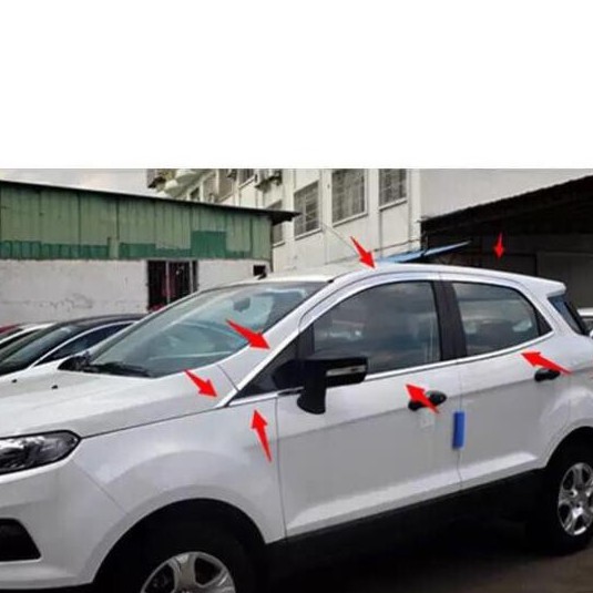 Nẹp viền chân kính, cong kính xe Ecosport 2016-2020 inox cao cấp (6 chi tiết)