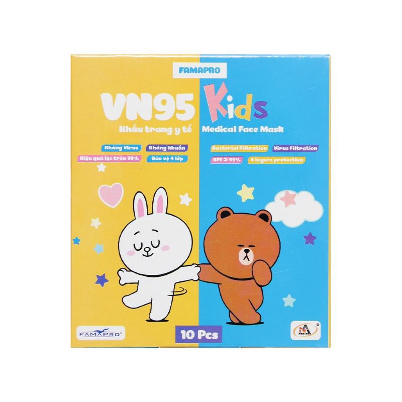 Combo 5 hộp 50 cái khẩu trang VN95 Kids cho bé