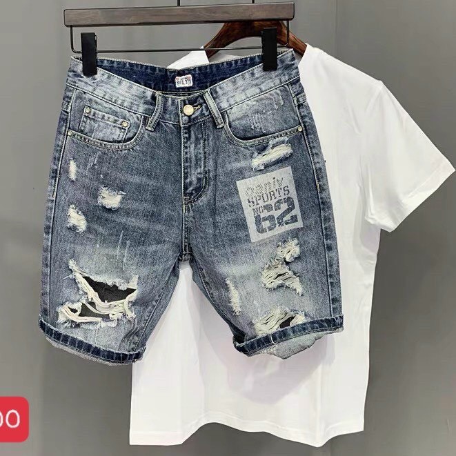 Quần Short Jean Nam Đẹp Chất Bò Co Giãn Cao Cấp, Quần Ngố rách Mẫu Mới Phong Cách Hàn Quốc Q200