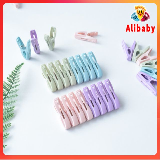 Set 20 kẹp nhựa chữ A phơi đồ, phơi quần áo chống gió bay nhiều màu E624