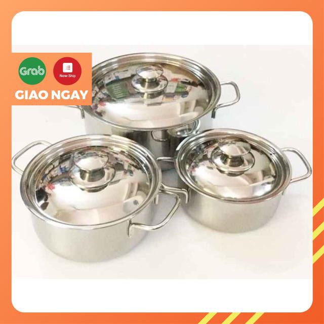 BỘ 3 NỒI INOX 1 ĐÁY, ĐÁY TỪ, DÙNG ĐƯỢC BẾP TỪ - HÀNG KHUYẾN MÃI CỦA CÔNG TY ĐIỆN TỬ SHARP