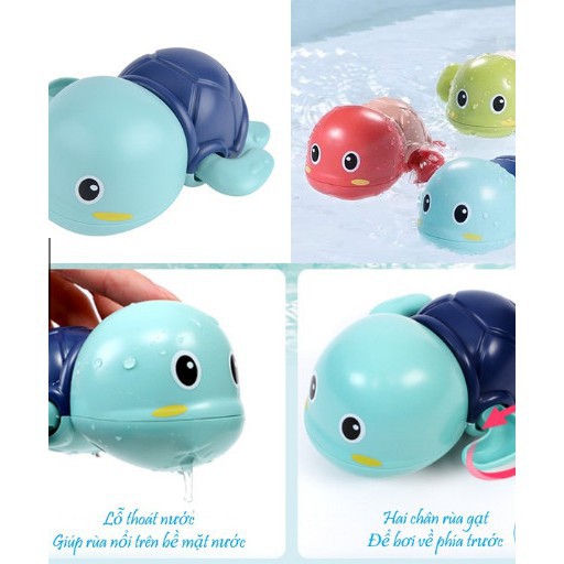 Đồ chơi nhà tắm - Rùa vặn cót biết bơi vui nhộn, dễ thương, nhựa nguyên sinh an toàn
