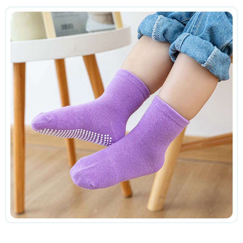 Vớ cotton mềm mại thoáng mát chống trượt màu kẹo trơn dành cho bé trai và bé gái từ 0-7 tuổi