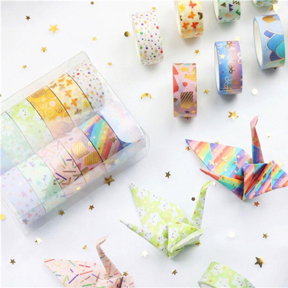 12 Cuộn Băng Keo Màu Cầu Vồng Trang Trí Scrapbook