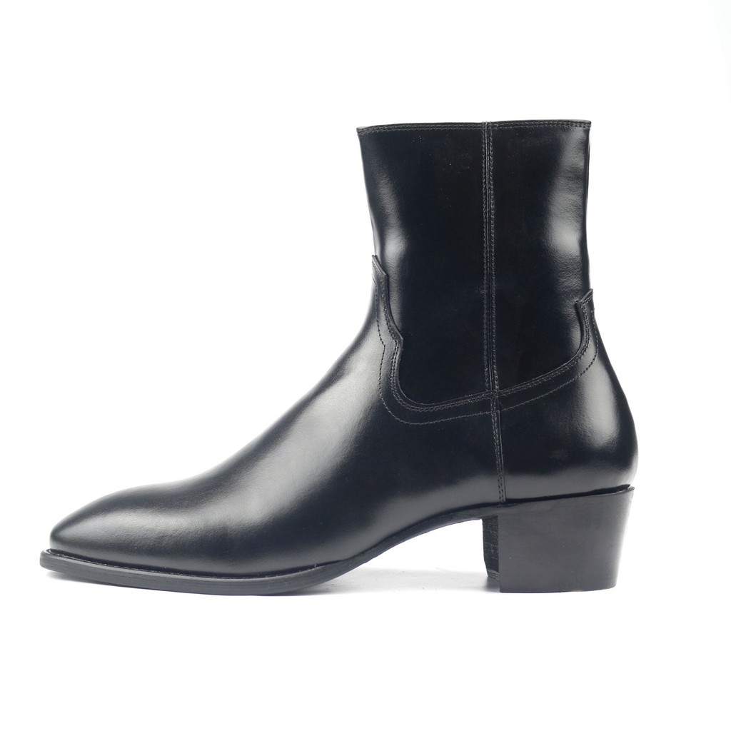 Giày Zip boots da bò cao cấp nhập khẩu, Handmade August Shoes ZIP21D đế cao 5cm chính hãng bảo hành 12 tháng