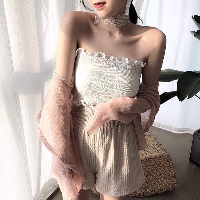 Áo ống nhúng thun, áo quây ngực smocking A102