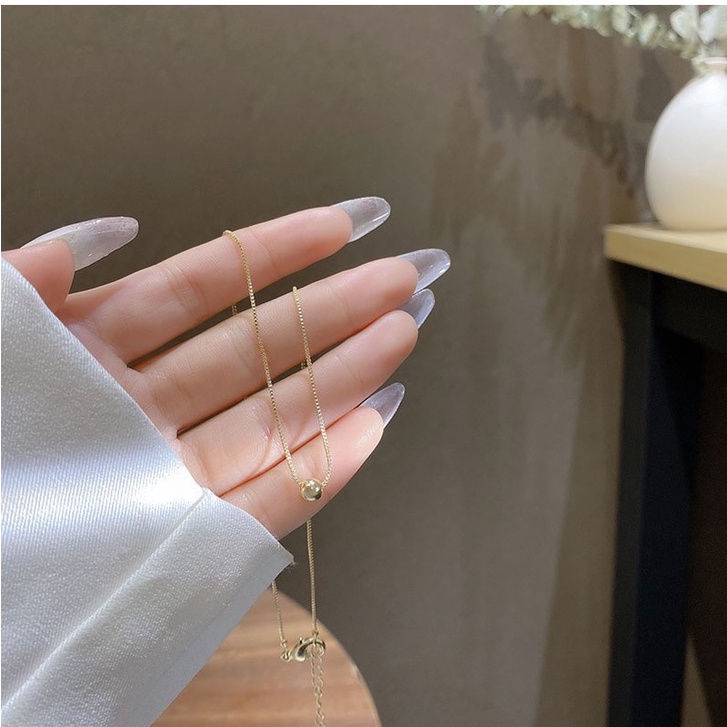 Dây chuyền mặt hình hạt tròn phong cách Hàn Quốc đơn giản thời trang dành cho nữ