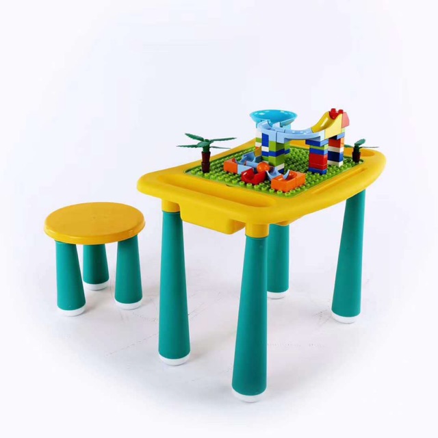 Bộ bàn ghế đa năng ghép lego vừa câu cá kiêm ngồi ăn và ngồi tập tô