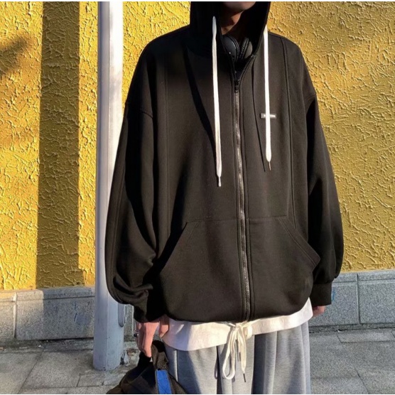 Áo khoác khóa kéo thời trang dành cho nam Áo len Hàn Quốc áo dài tay Nam áo hoodie Simple áo hoodie form rộng Nam Fashion bigsize  hoodie unisex