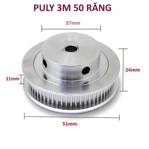 Puly 3M 50 Răng Bản Rộng Đai 11mm Các Loại Trục