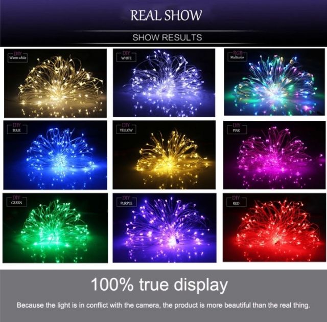 Dây đèn led đom đóm Fairy light 10m sử dụng pin AA/CR2032
