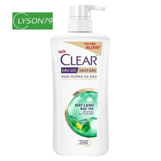 Dầu Gội Clear Mát Lạnh Bạc Hà (650g)