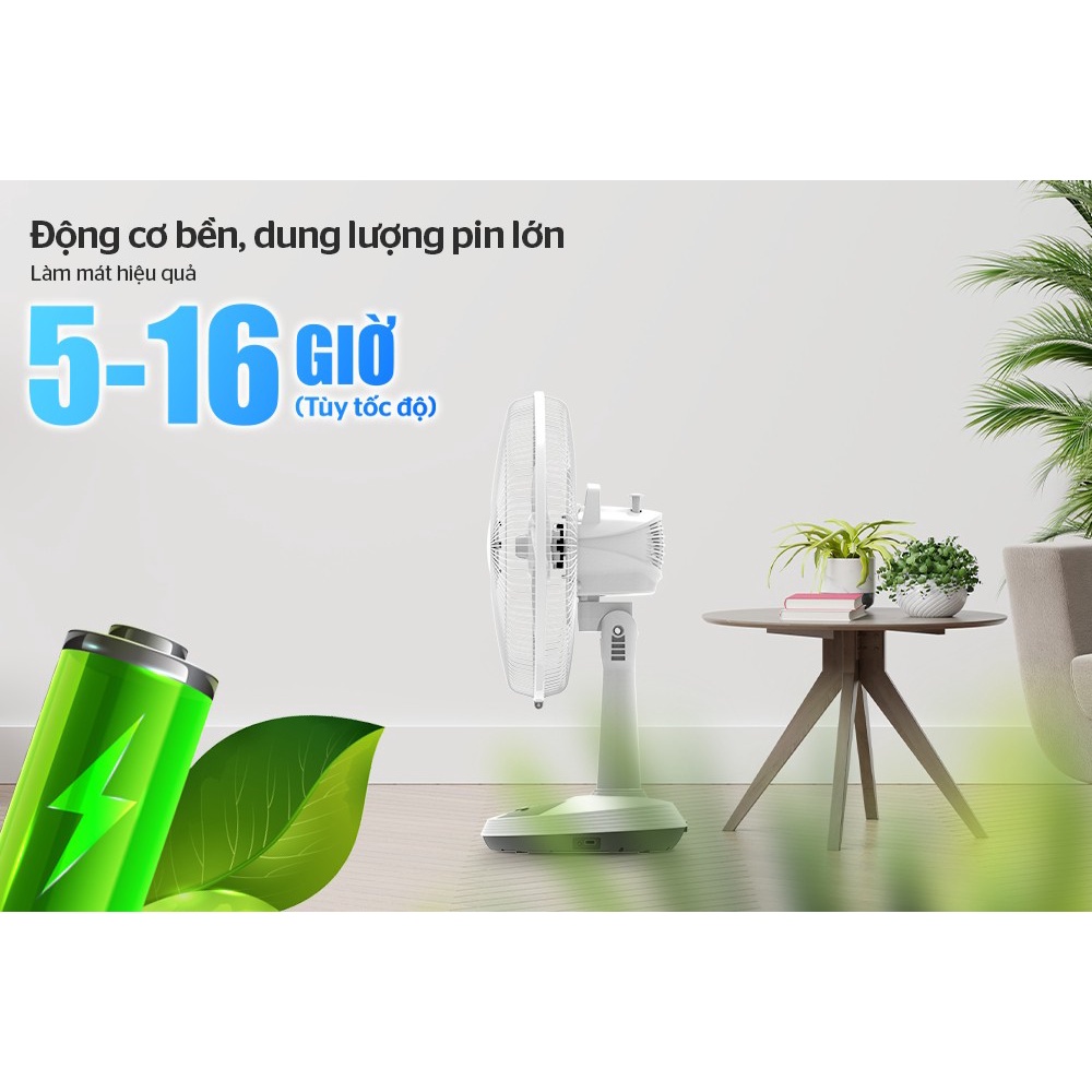 Quạt tích điện Sunhouse SHD7223, Công suất 24W, Thời gian sử dụng liên tục 5-16 giờ, Bảo hành 12 tháng