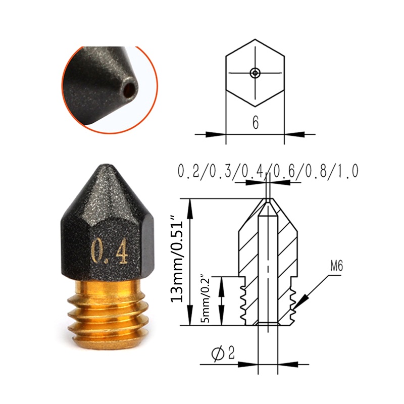 1 Cái Đầu Phun Thép MK8 Cho Máy In 3D A8 A8Plus Ender 3 CR10 Nâng Cấp 1 75mm Vòi 0
