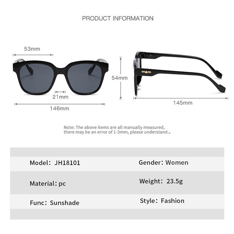 Kính Mát Gọng Vuông Oversize Chống Tia UV Thời Trang Đường Phố Hàn Quốc