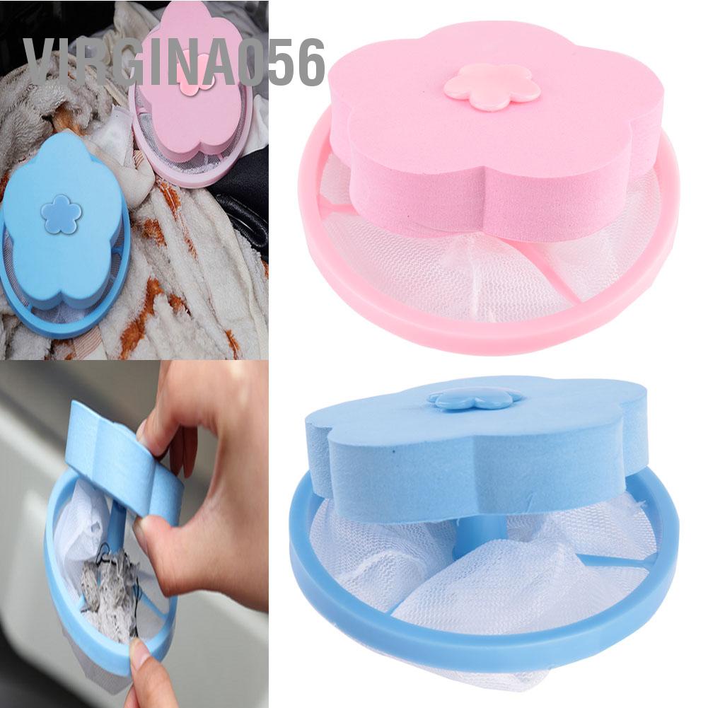 Virgina056 Plum Blossom-shape Flower Washing Machine Hair Removal Laundry Ball Floating Filter Mesh Bag