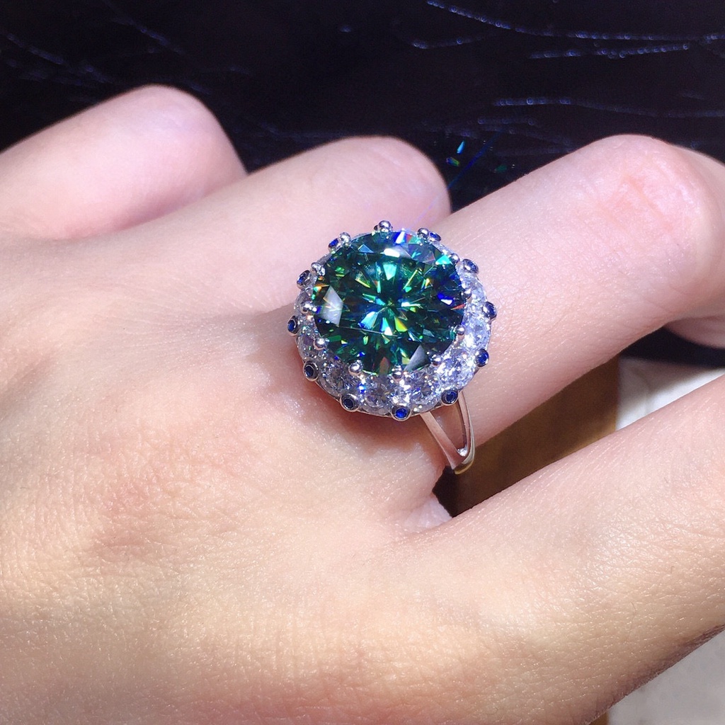 Nhẫn Hở Hình 3 Carat Hearts Mũi Tên Màu Xanh Lá Cây Đính Kim Cương Nhân Tạo Cao Cấp Sang Trọng Cho Nữ