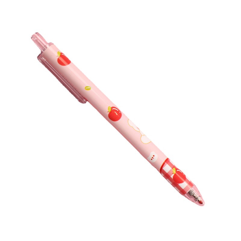 6 Cây bút bi bấm mực gel đen 0.5 in hình vẽ gấu hoạt hình dành cho học sinh